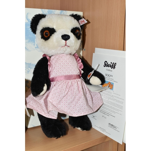 417 - A BOXED STEIFF LIMITED EDITION 'SOO' PANDA, the character from the Sooty TV Show, jointed with black... 