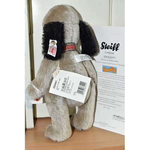 419 - A BOXED STEIFF LIMITED EDITION 'SWEEP', the character from the Sooty TV Show, jointed with black and... 