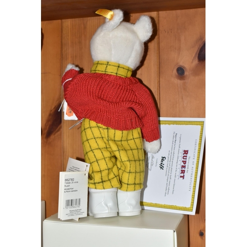 437 - A BOXED STEIFF CLASSIC RUPERT BEAR, comprising 662782, white Rupert Bear, created by Robert Olswang ... 