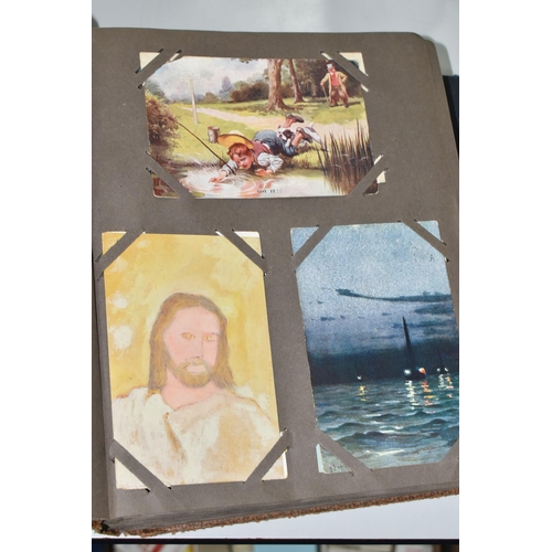 470 - TWO POSTCARD ALBUMS containing approximately 392 early 20th century Postcards subjects include senti... 