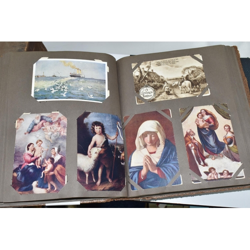 470 - TWO POSTCARD ALBUMS containing approximately 392 early 20th century Postcards subjects include senti... 