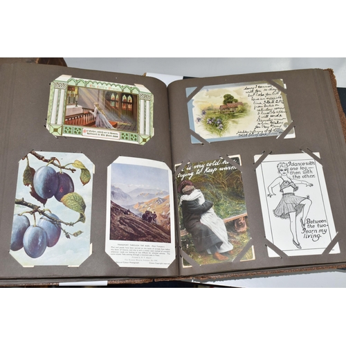 470 - TWO POSTCARD ALBUMS containing approximately 392 early 20th century Postcards subjects include senti... 