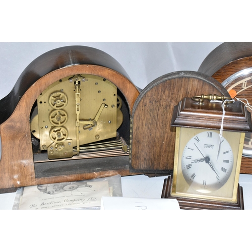 489 - TWO MANTEL CLOCKS AND ONE CARRIAGE CLOCK, comprising a Staiger chrometron quartz carriage clock, hei... 