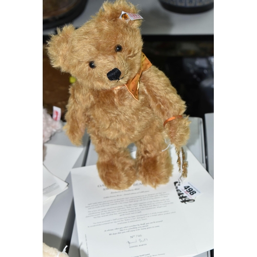 498 - A BOXED LIMITED EDITION STEIFF - OAKLEY 'THE AUTUMN SWAROVSKI BEAR', exclusive to Danbury Mint, gold... 