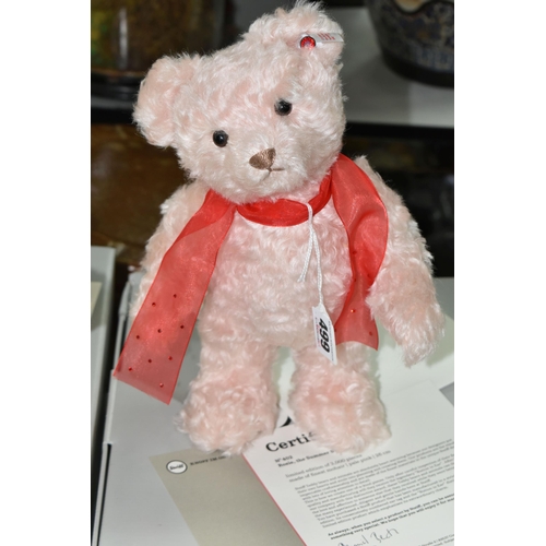 499 - A BOXED LIMITED EDITION STEIFF - ROSIE 'THE SUMMER SWAROVSKI BEAR',  pale pink mohair, 402/3000, hei... 