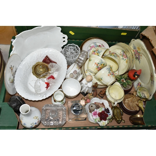 511 - FOUR BOXES AND LOOSE CERAMICS, GLASS, BOOKS, TEDDY BEARS, SEWING MACHINE AND SUNDRY ITEMS, to includ... 