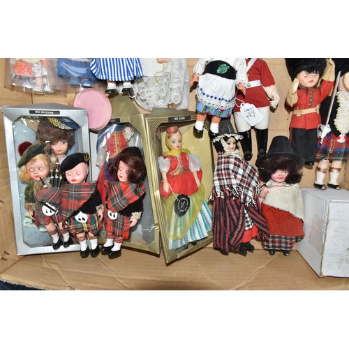 513 - A BOX OF SOUVENIR DOLLS, nineteen dolls dressed in national costume, sailor and guardsman's uniform,... 