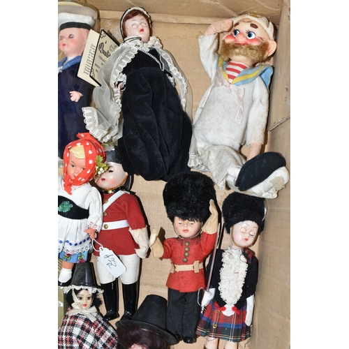 513 - A BOX OF SOUVENIR DOLLS, nineteen dolls dressed in national costume, sailor and guardsman's uniform,... 