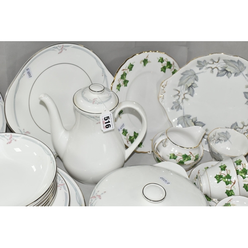 516 - A COLLECTION OF TEA WARE, to include a twenty two piece Royal Albert 'Silver Maple' tea set: a cake ... 