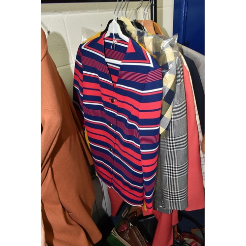 533 - THREE BOXES AND LOOSE VINTAGE CLOTHING, to include a ladies' cream and apricot striped fur jacket, a... 