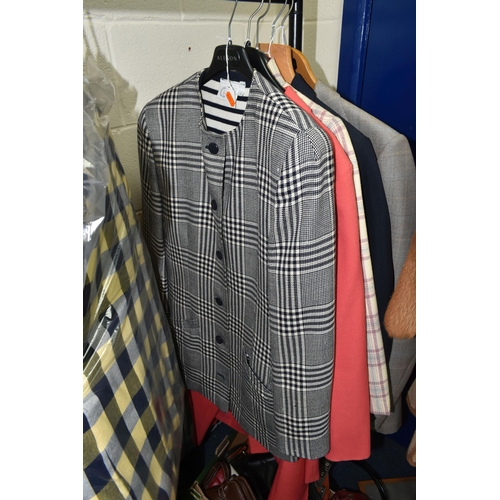 533 - THREE BOXES AND LOOSE VINTAGE CLOTHING, to include a ladies' cream and apricot striped fur jacket, a... 