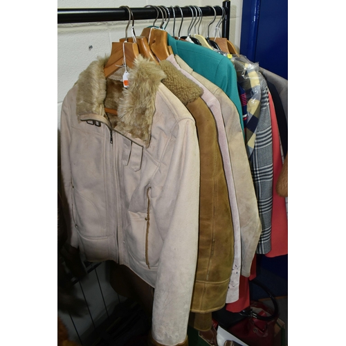 533 - THREE BOXES AND LOOSE VINTAGE CLOTHING, to include a ladies' cream and apricot striped fur jacket, a... 