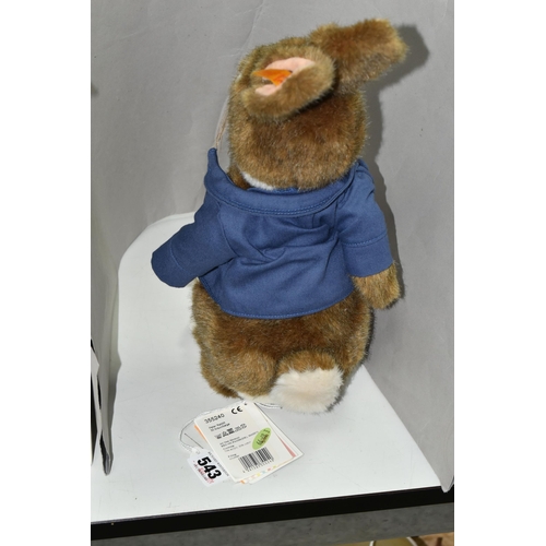 543 - A STEIFF BEATRIX POTTER 'PETER RABBIT', 355240 yellow ear label, ear button and cardboard swing tags... 