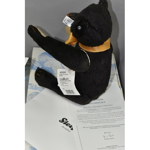 554 - A STEIFF LIMITED EDITION, BOXED 'TEDDY BEAR REPLICA 1912', 403200, black, height 34cm, 223/1000, wit... 