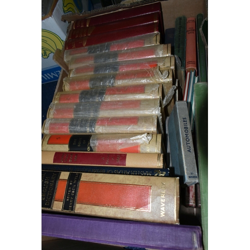 562 - FOUR BOXES OF BOOKS & EPHEMERA to include over 120 miscellaneous book titles in hardback and paperba... 