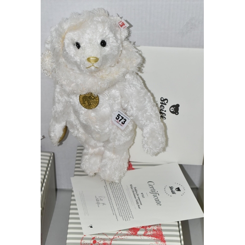 573 - A BOXED LIMITED EDITION STEIFF 'WHITE CHRISTMAS' MUSICAL TEDDY BEAR, from the Teddies for Tomorrow s... 