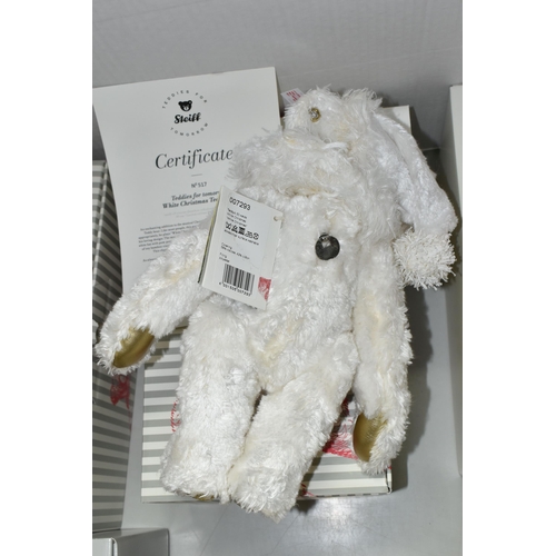 573 - A BOXED LIMITED EDITION STEIFF 'WHITE CHRISTMAS' MUSICAL TEDDY BEAR, from the Teddies for Tomorrow s... 