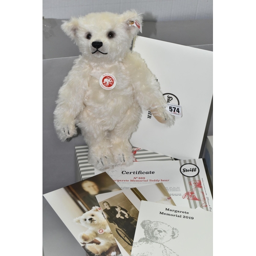 574 - A BOXED LIMITED EDITION STEIFF 'MARGARETE MEMORIAL' TEDDY BEAR, produced to mark the 110th anniversa... 