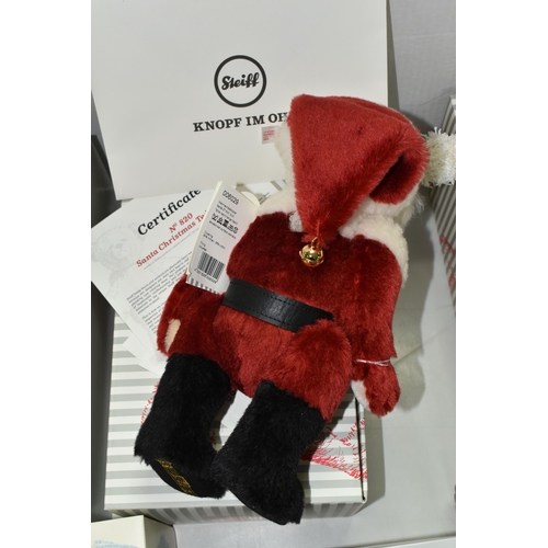 575 - A BOXED LIMITED EDITION STEIFF 'SANTA CHRISTMAS' MUSICAL TEDDY BEAR, plays 'Silent Night', jointed w... 