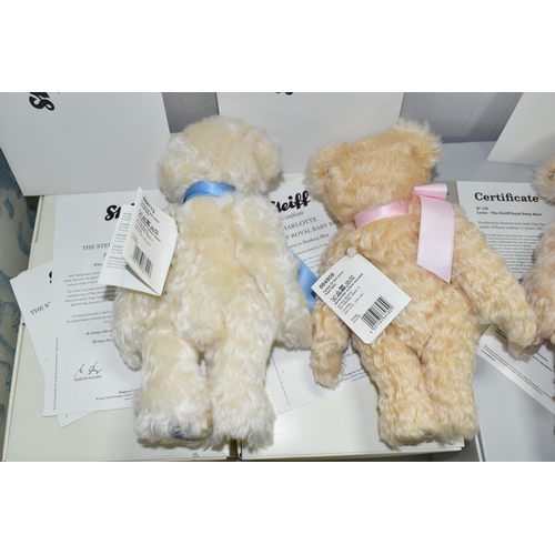 577 - THREE BOXED LIMITED EDITION STEIFF TEDDY BEARS, produced to celebrate the births of Prince George, P... 