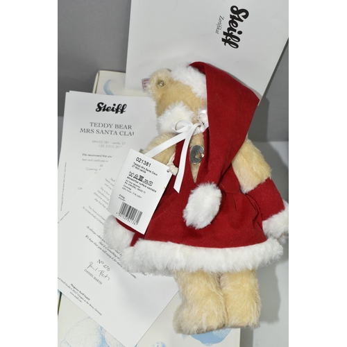 578 - A BOXED LIMITED EDITION STEIFF 'MRS SANTA CLAUS' MUSICAL TEDDY BEAR, jointed with vanilla mohair and... 