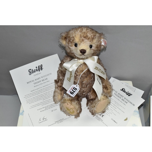 579 - TWO STEIFF LIMITED EDITION TEDDY BEARS, comprising a William and Catherine Royal Wedding teddy bear,... 