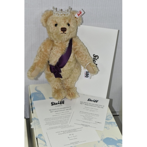 580 - A BOXED LIMITED EDITION STEIFF 'QUEEN ELIZABETH II, 90TH BIRTHDAY' TEDDY BEAR, a UK and Ireland excl... 