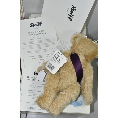 580 - A BOXED LIMITED EDITION STEIFF 'QUEEN ELIZABETH II, 90TH BIRTHDAY' TEDDY BEAR, a UK and Ireland excl... 