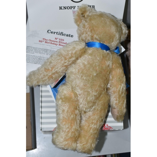 588 - A BOXED LIMITED EDITION STEIFF 'THE QUEEN ELIZABETH II 95TH BIRTHDAY' TEDDY BEAR, a Danbury Mint exc... 