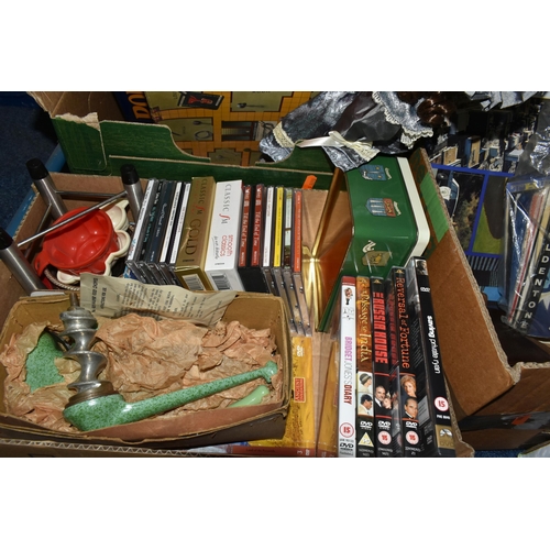 606 - SEVEN BOXES AND LOOSE SUNDRY ITEMS ETC, to include vintage photographic equipment including a Voigtl... 