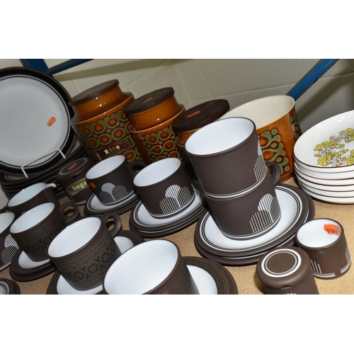 608 - HORNSEA TEA, COFFEE AND DINNER WARES ETC, to include five Contrast coffee cups and six saucers, six ... 