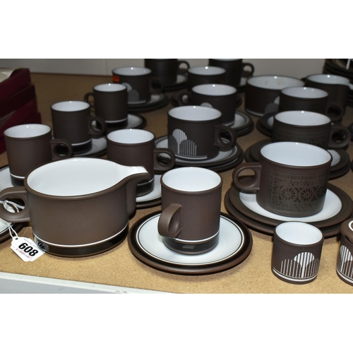 608 - HORNSEA TEA, COFFEE AND DINNER WARES ETC, to include five Contrast coffee cups and six saucers, six ... 