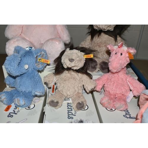 636 - A GROUP OF STEIFF 'SOFT CUDDLY FRIENDS', comprising Hedgy Hedgehog 20 no 069079, Dumbo 30 024559, St... 