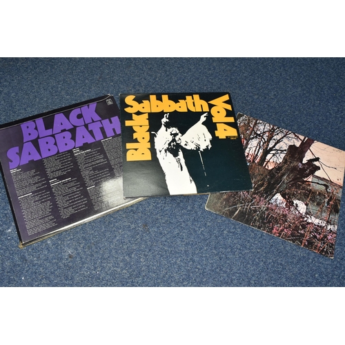 654 - THREE BLACK SABBATH L.PS, comprising Master of Reality 6360 050 (first pressing, missing poster, box... 