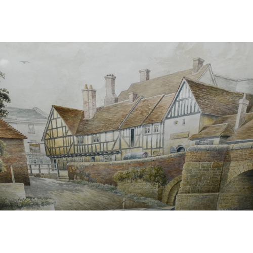 671 - FRED K ADCOCK (BRITISH 20TH CENTURY ) 'King John's Bridge, Tewkesbury', watercolour, signed lower ri... 