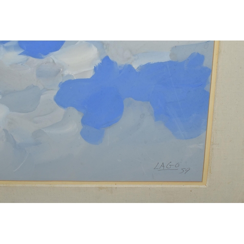 674 - ANTONIO LAGO RIVERA (SPANISH 1916-1990) Two works by the same hand, comprising 'Azul, violets, gris'... 