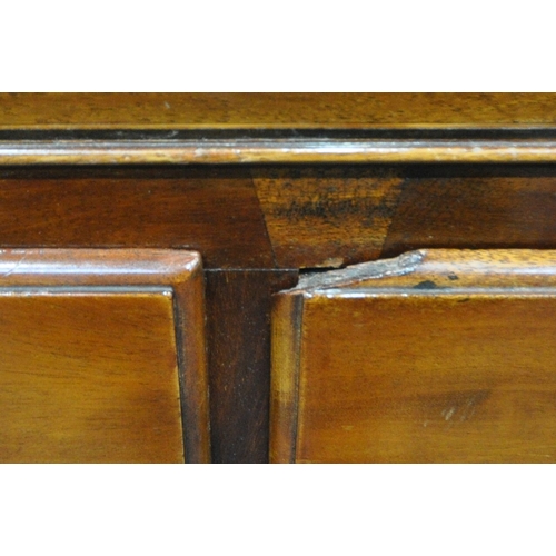 1344 - A GEORGIAN MAHOGANY CHEST OF TWO SHORT OVER THREE LONG DRAWERS, ivory escutcheons, three secret draw... 