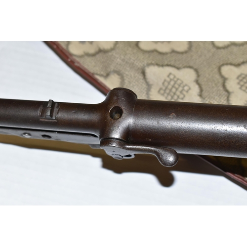 156 - AN UNAMED .177 CAL UNDER LEVER AIR RIFLE, serial no.8499, overall length 110cm approx., has had some... 