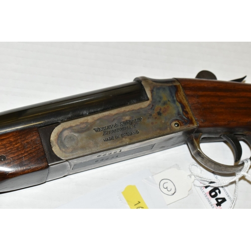 164 - A 12 BORE WEBLEY & SCOTT SINGLE BARREL SEMI HAMMERLESS SINGLE SHOT SHOTGUN, serial no.65691, 30 inch... 