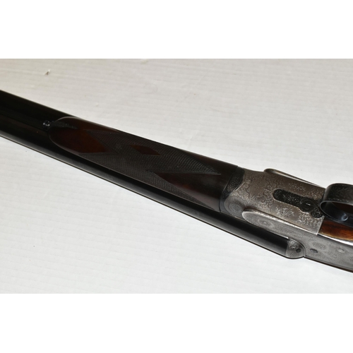 168 - A 12 BORE J. PURDEY & SONS SIDE BY SIDE EJECTOR SHOTGUN, serial no. 17478, figured walnut stock, fol... 