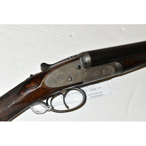 168 - A 12 BORE J. PURDEY & SONS SIDE BY SIDE EJECTOR SHOTGUN, serial no. 17478, figured walnut stock, fol... 