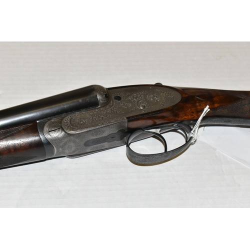 168 - A 12 BORE J. PURDEY & SONS SIDE BY SIDE EJECTOR SHOTGUN, serial no. 17478, figured walnut stock, fol... 