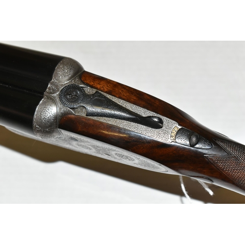 168 - A 12 BORE J. PURDEY & SONS SIDE BY SIDE EJECTOR SHOTGUN, serial no. 17478, figured walnut stock, fol... 