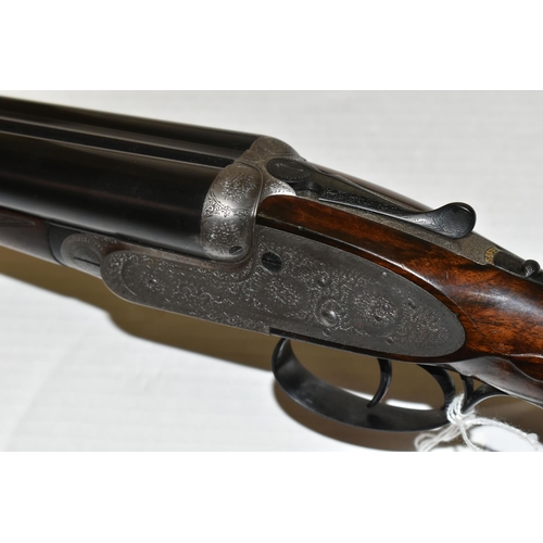 168 - A 12 BORE J. PURDEY & SONS SIDE BY SIDE EJECTOR SHOTGUN, serial no. 17478, figured walnut stock, fol... 