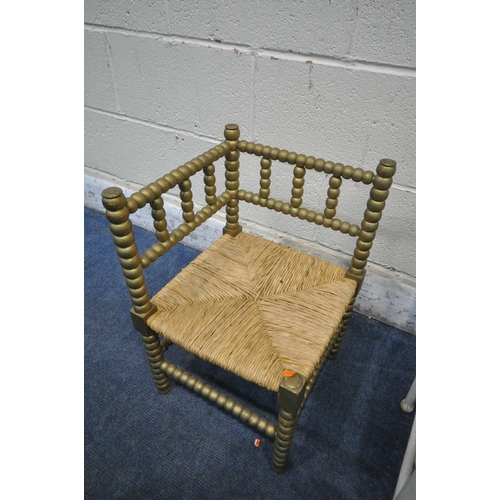 1217 - THREE CHILDS CHAIRS, to include a Morris and Co style bobbin turned corner chair, an oak American st... 