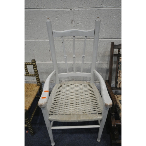 1217 - THREE CHILDS CHAIRS, to include a Morris and Co style bobbin turned corner chair, an oak American st... 