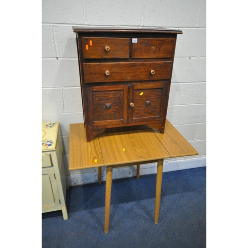 1227 - A VARIETY OF OCCASIONAL FURNITURE, to include an oak cabinet, with three drawers and two cupboard do... 