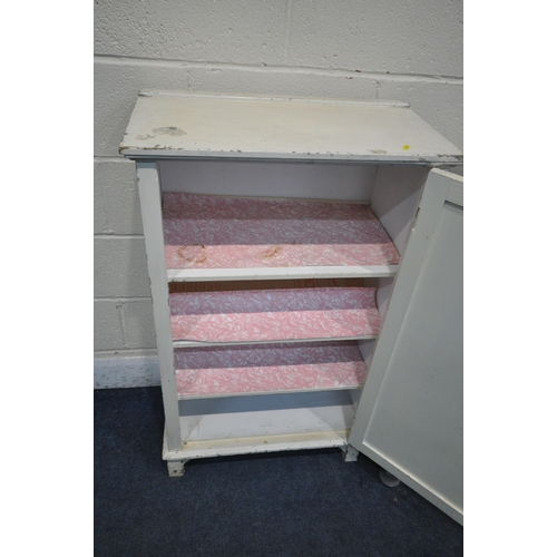 1235 - A GREY PAINTED PINE CABINET, with a single drawer, above two cupboard doors, width 78cm x depth 46cm... 