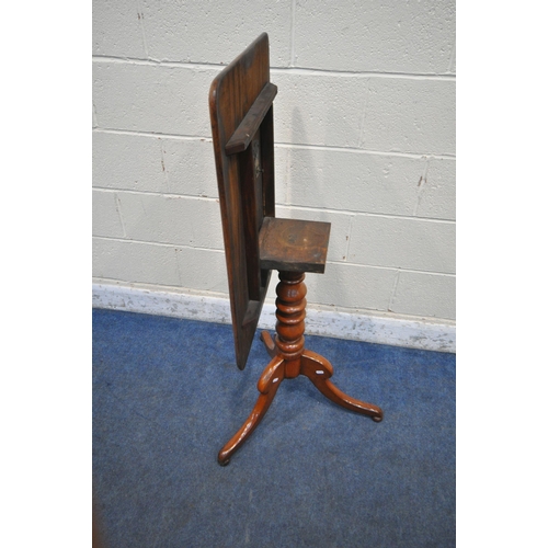 1246 - A VICTORIAN MAHOGANY TILT TOP TRIPOD TABLE, raised on a turned support and three shaped legs, width ... 