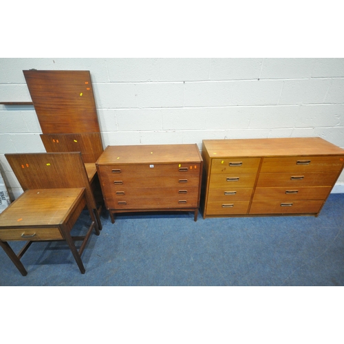 1264 - A MID CENTURY DANISH TEAK CHEST OF FOUR LONG DRAWERS, on cylindrical tapered legs, width 92cm x dept... 